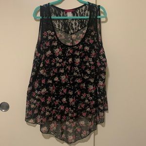 Julie’s Closet Women’s Plus Size Sheer Floral Layered Top